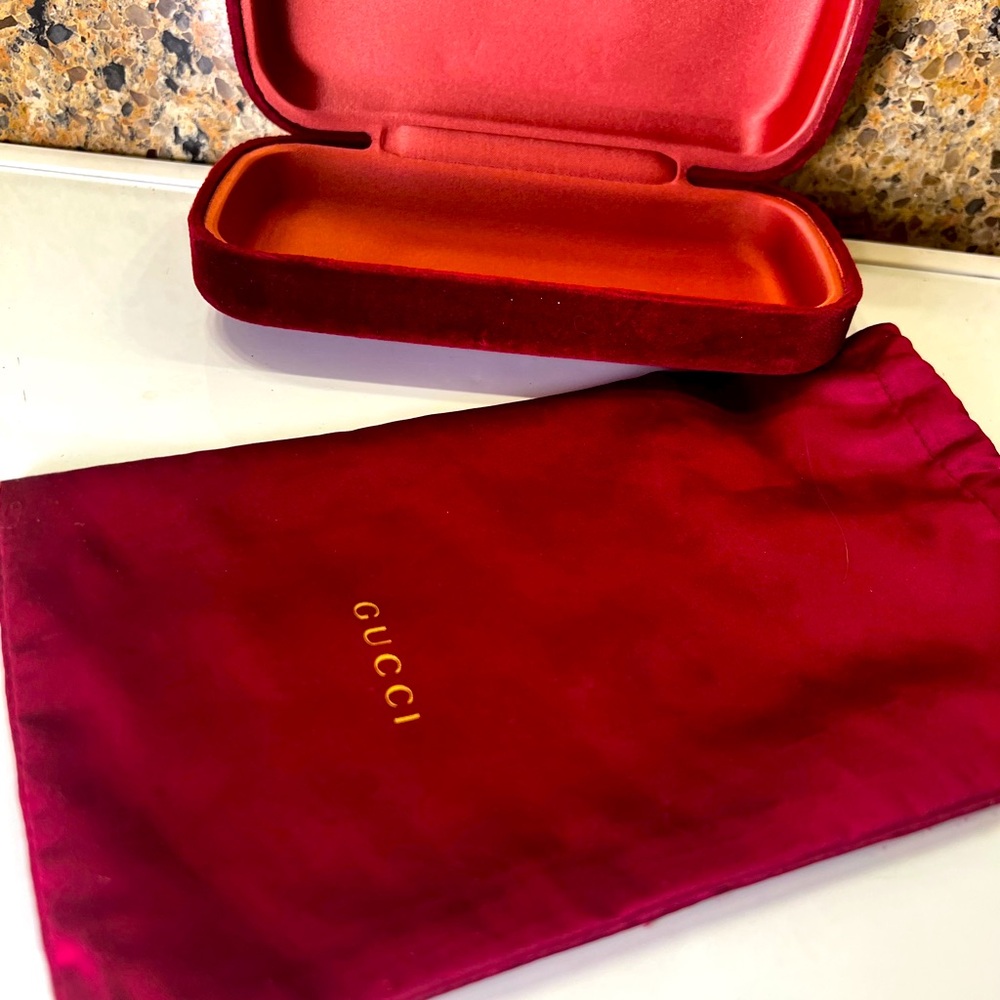 Gucci Burgundy Sunglasses Case and Gucci Slip Cover, Any Gender
